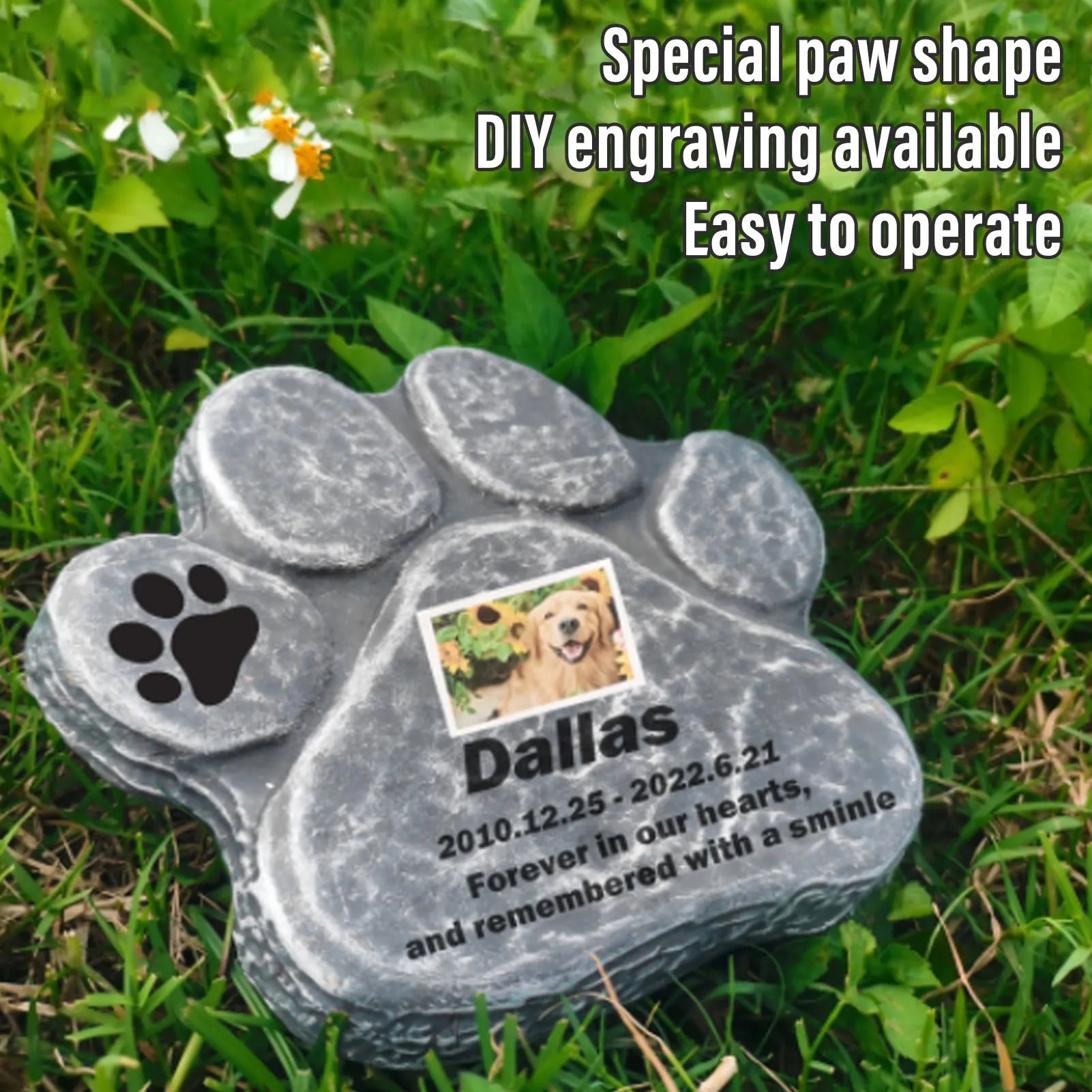 DIY Pet Memorial Tombstone DIY Lettering Dog Grave Marker Pet Monument for Outdoor Lawn Patio