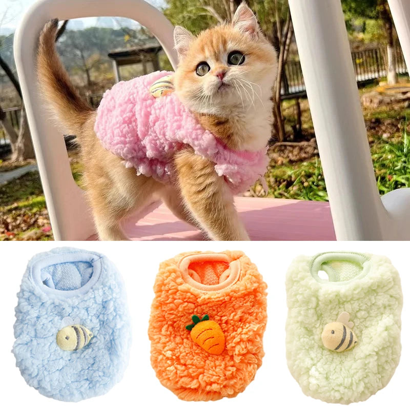 Newborn Cat Kitten Velvet Clothing Winter Warm Little Pet Sweater for Small Animals Bunny Pullovers Clothes Teacup Poodle XXXS - Play Paws Toys