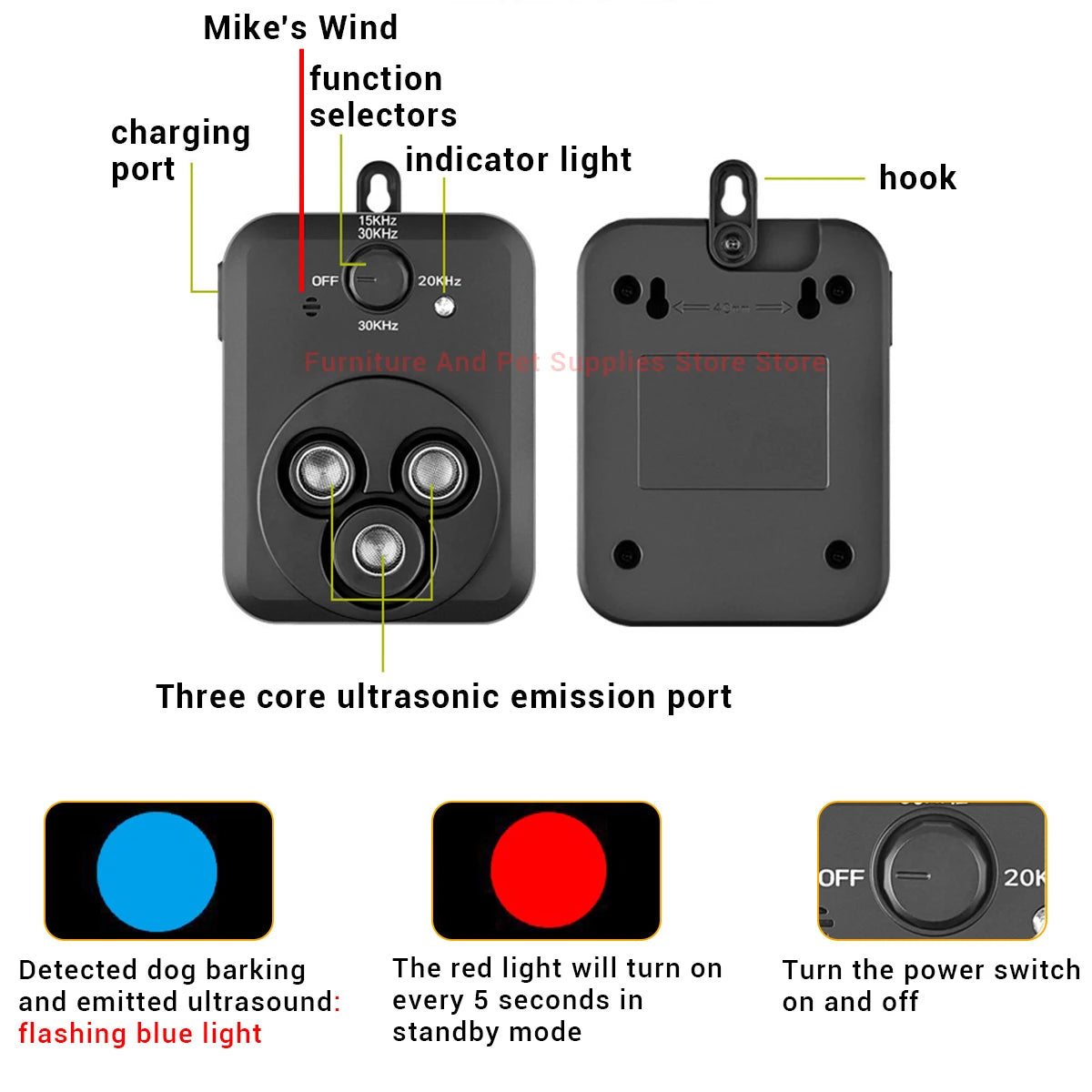 Anti Barking Devices Auto Barking Control Devices with 3 Modes Ultrasonic Dog Stop Barking Dog Devices