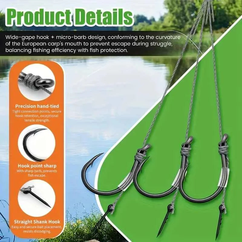 10/20pcs Method Feeder Rigs with Barbed Spike and 8 Braided Line,High-strength Barbed Fish Hook Size6 8 10 12 14,Feeder Fishing