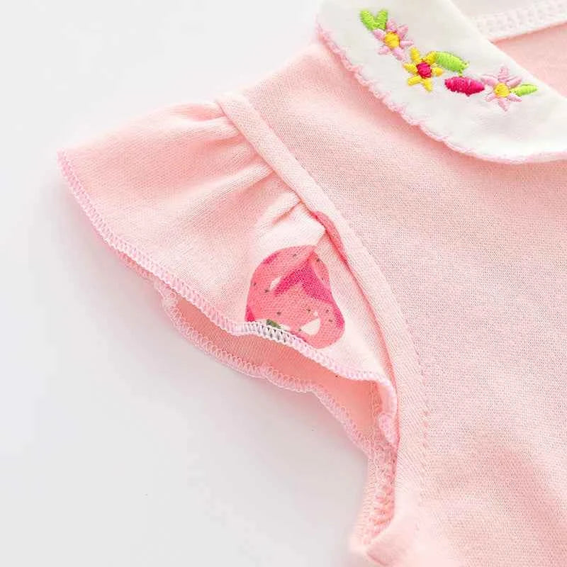 Newborn baby summer clothes, thin pure cotton clothes, baby girl princess cute jumpsuit, sleeveless 0-1 years old