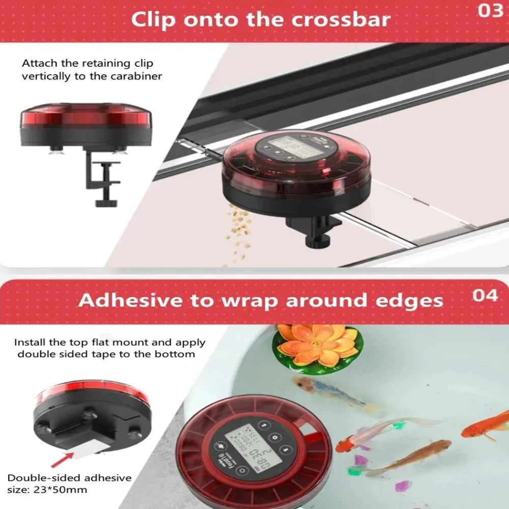 ZYfeedr Automatic Fish Feeder Aquarium Automatic Food Dispenser USB Rechargeable Auto Fish Food Dispenser with Timer LCD Display