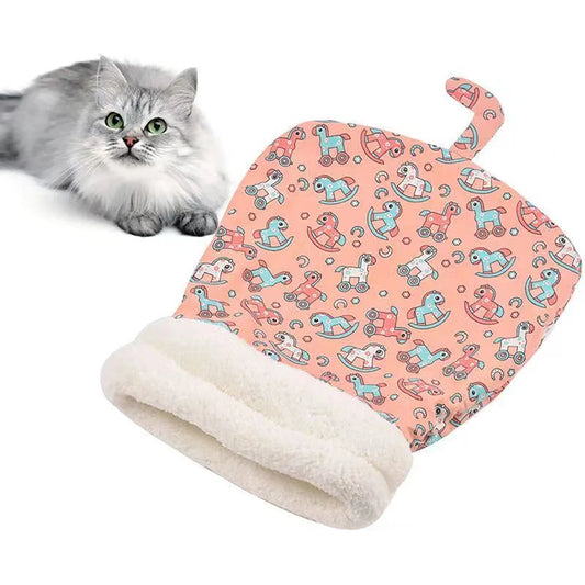 Warm Cat Sleeping Bag Fluffy Feel Thickened Winter Pet Pocket Type Quilt Bed Kitten Puppy Soft Comfortable Nest Pet Supplies - Play Paws Toys