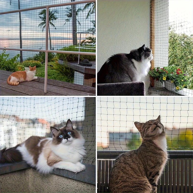 Balcony Netting for Pets Anti-Fall Mesh Cat Safety Fence for Patio Pet Guard Netting for Balcony Stairs Doorway Window Gate Deck