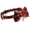 Pet Breakaway Cat Collar Bow Tie And Bell Cute Plaid Christmas Red Elastic Adjustable Dog Collar With Sash Small Bell For Cats