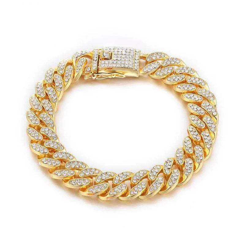 Luxury Designer Dog Collar Bling Diamond Pet Chain for Small Medium Large Dogs Cat Puppy Gold Necklace Jewelry Dog Accessories