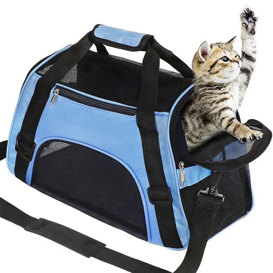 Cat Bags Soft-Sided Portable Dog Carrier Mesh Breathable Carrier Bags for Cats Dogs Comfort Foldable Handbag Pet Transport Bag - Play Paws Toys