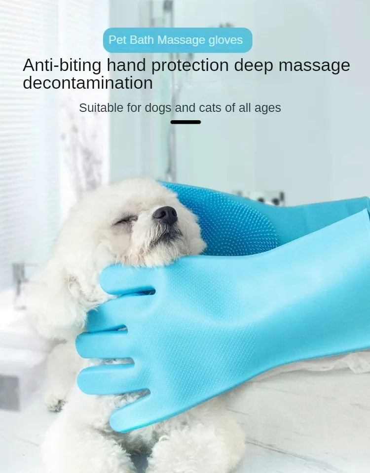 New magic Silicone Body Pet Bathing Gloves for Animal Perfect Bathe Shampoo Dog &Cat Brush Gloves