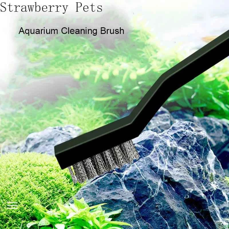 13cm Steel Wire Brush Aquarium Algae Cleaning Brush Nylon Brush Aquarium Cleaner Fish Tank Stain Cleaning Tools Accessories 3pcs
