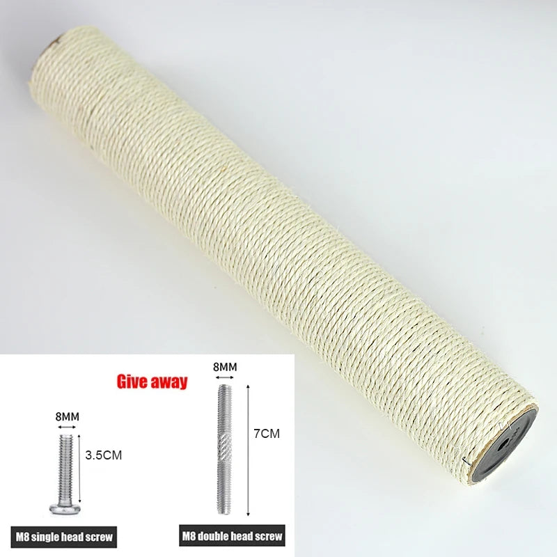 Cat Scratching Post Replacement Sisal Tree Refill Pole with M8 Screw Sisal Scratch Post Replacement Parts and Extension Post