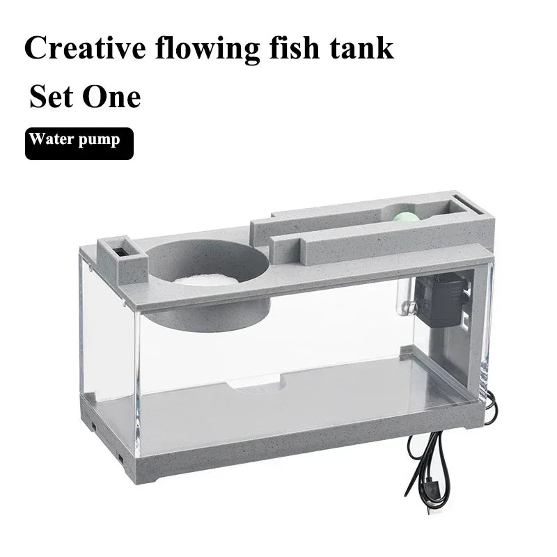 Micro Landscape Fish Tank Home Silent Water Flow Aquarium Desktop Ornament Creative Imitation Stone Landscaping Fish Tank Filter