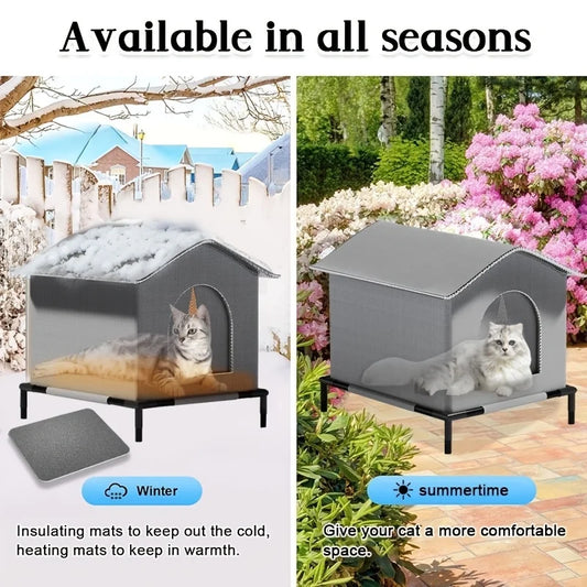 Stray Cat Houses with Mat Waterproof Winter Warm Shelter Foldable Pet Cave Nest Sleeping Beds for Outdoor Cats Small Dog Puppies - Play Paws Toys