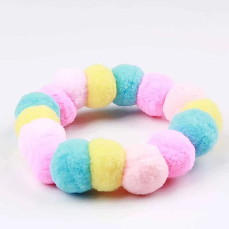50pcs Elastic Plush Pom Ball Pet Collar Rainbow Flower Hair Decoration Dog Bowtie Necklace Pet Cat Bow Dog Grooming Accessories