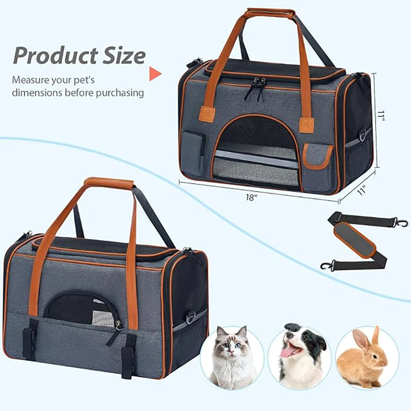 Dog Pet Carrier Bag Anti-Collapse Design Multiple Storage Pockets Cat Travel Handbag for Medium Cats, Puppy, Rabbits and Other S - Play Paws Toys