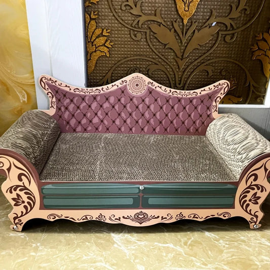 Cat scratch board, cat nest sofa, cat bed integrated, L-shaped vertical, wear-resistant, non shedding, irregular circular, large - Play Paws Toys