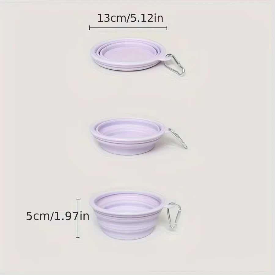 Hanging Dog Pet Folding Silicone Bowl 350ml Outdoor Travel Portable Food Water Container Feeding Tray Bowl Macaron Color Supplie