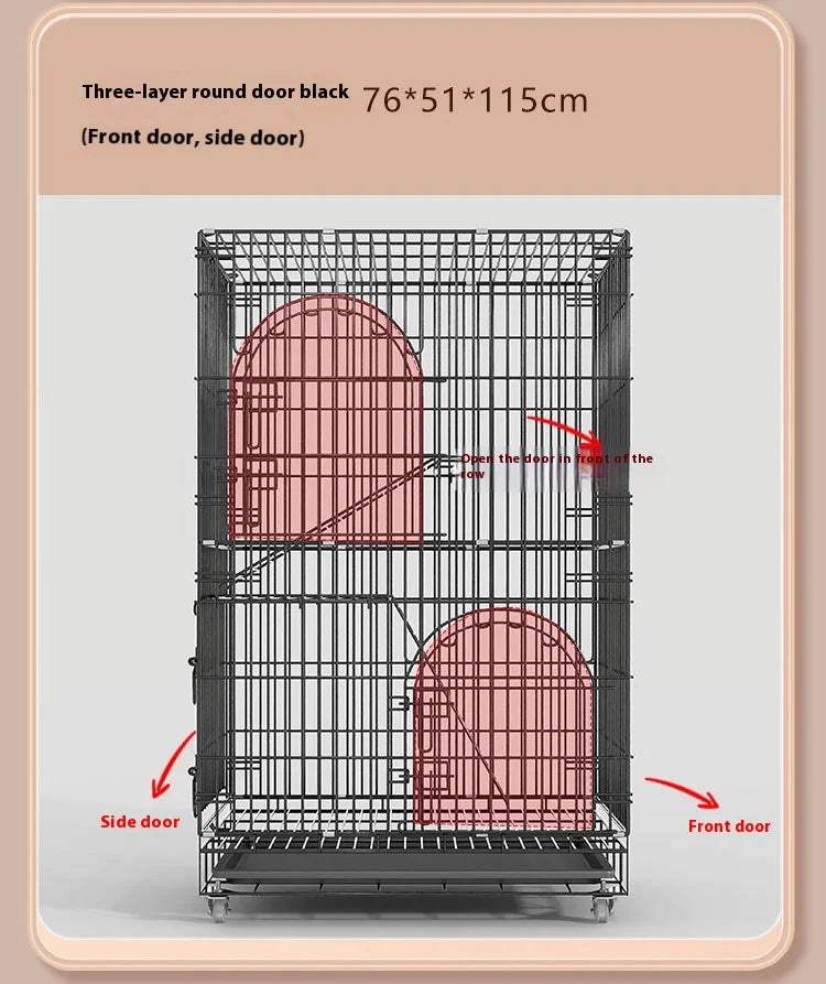 Indoor Cat Villa Cage with Foldable Design Large Multi-Story Cat House Encrypted Pet Cage Furniture for Home - Play Paws Toys