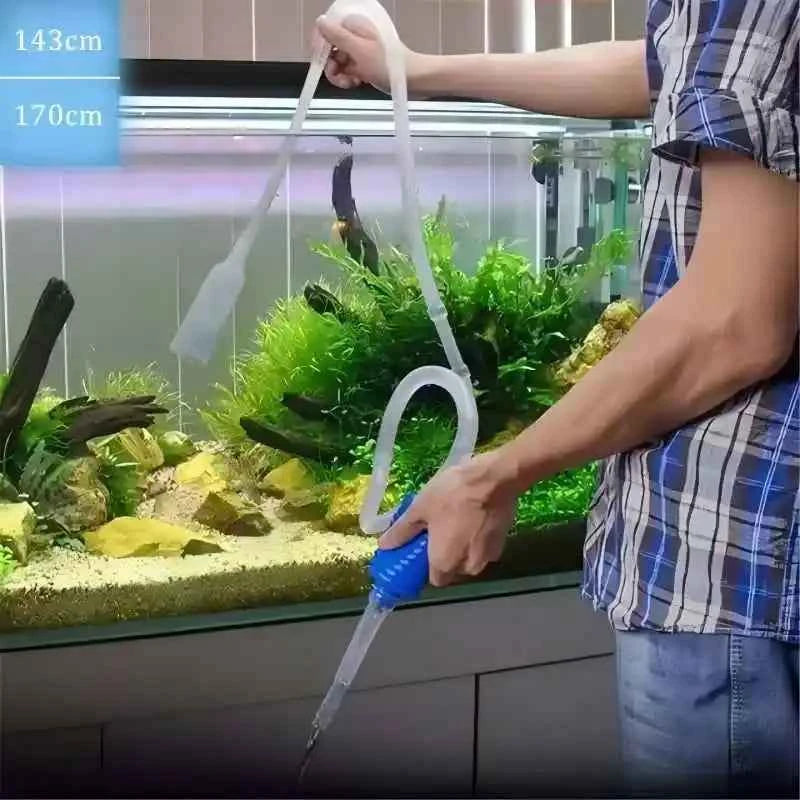 Aquarium Gravel Cleaner Siphon – Manual Fish Tank Water Changer with Bulb, Multi-Function Sand Vacuum Cleaner for Fish Poop