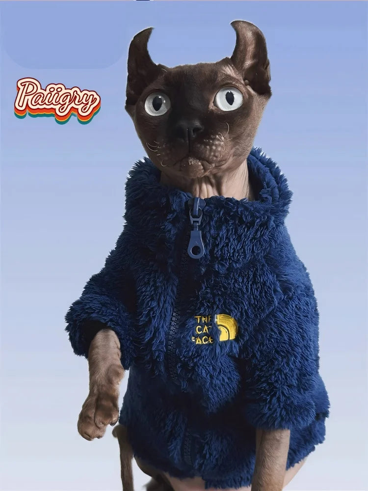Winter pet dog dog cat coat cold proof hairless cat clothes sphinx devon thick winter warm three-color lambswool coat - Play Paws Toys