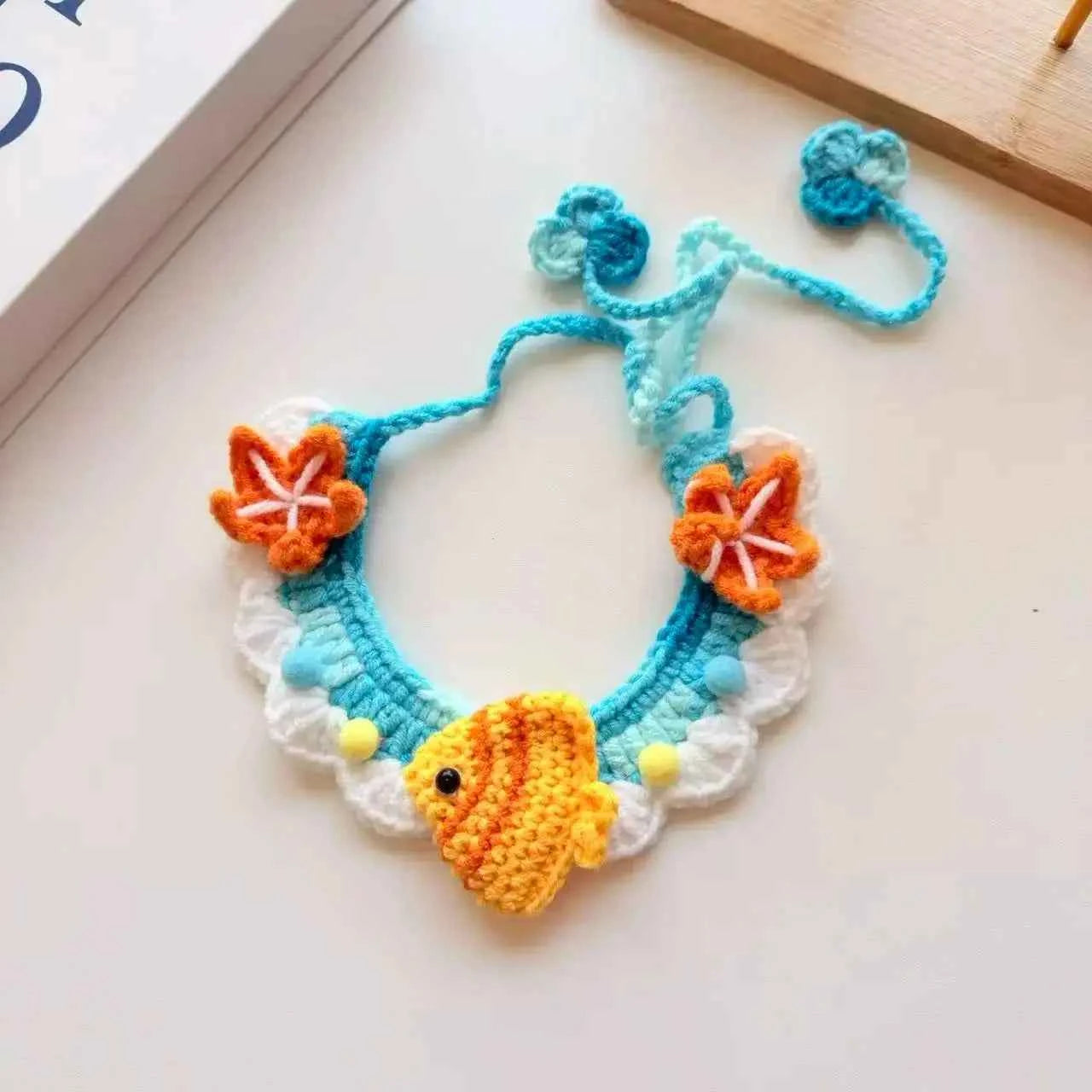 Hand-knitted Pet Collar Cat Decorative Collar Knitted Cute Dog Scarf Bib Saliva Towel Rabbit Decoration