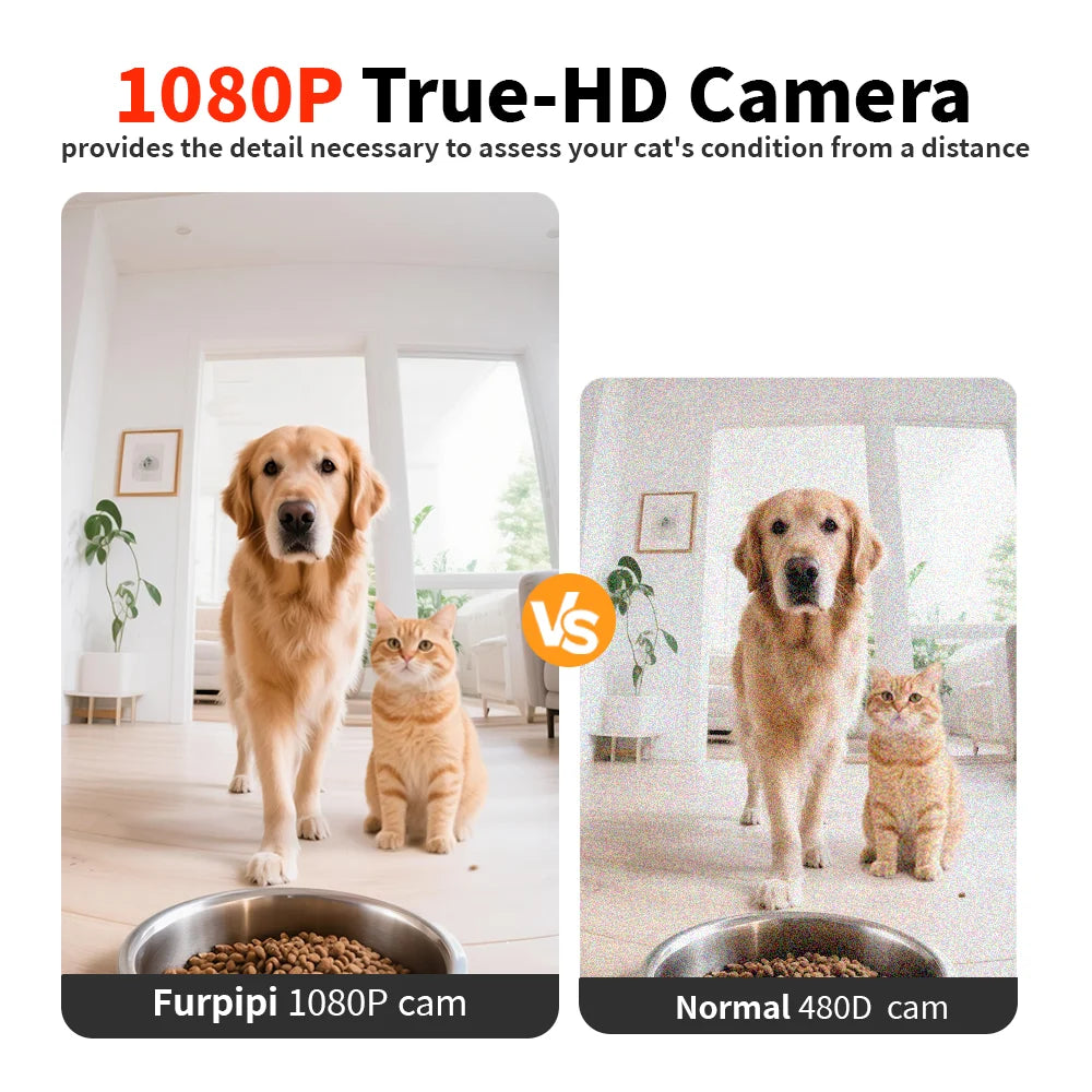 Furpipi 8L Smart Automatic Cat Feeders with 1080P HD Camera 5G WiFi Pet Feeder Tuya APP Control Smart Dog Cat Kibble Dispenser