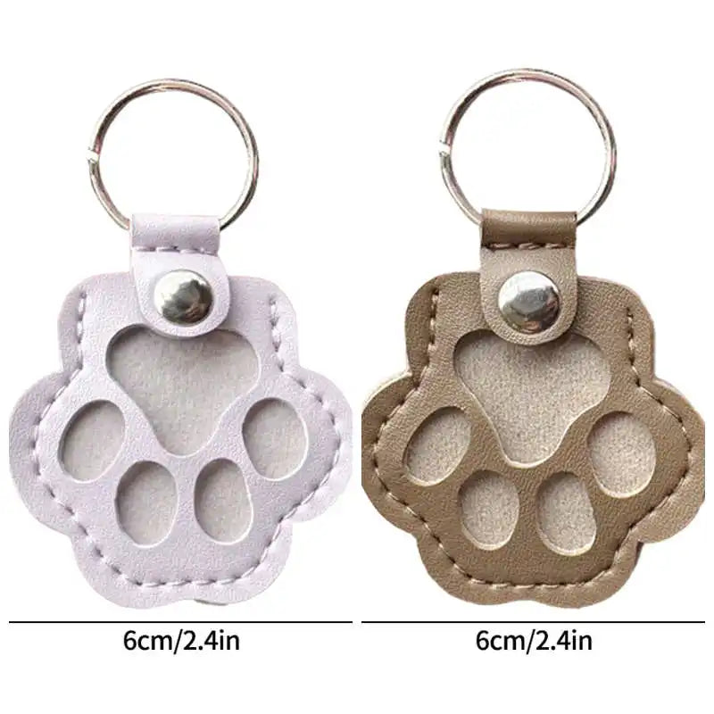 Memorial Leather Pet Hair Storage Bag Cat Paw Keychain Kitten Souvenir Fur Container Pendant Portable Handmade Key Accessories