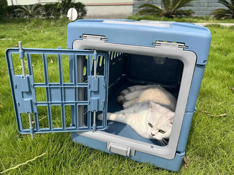 Pet Supplies Car Portable Cat Cage Portable Foldable Flight Case Breathable Kennel For Outing Pet Check-in Box - Play Paws Toys
