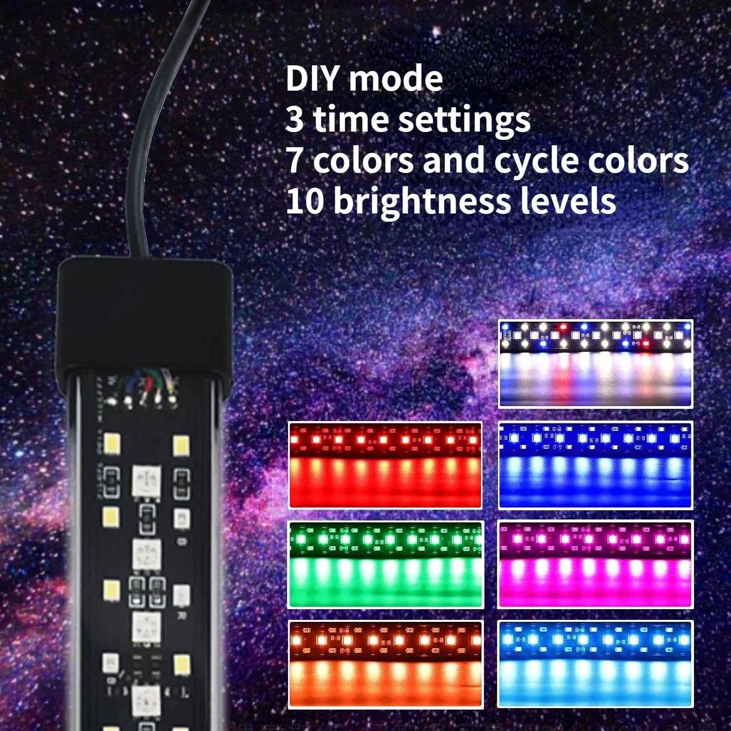 20-70cm Fish Tank 24/7 Full Spectrum Lighting LED Light Aquarium Decoration Aquatic Plant Growth Lamp IP68 Waterproof Freshwater