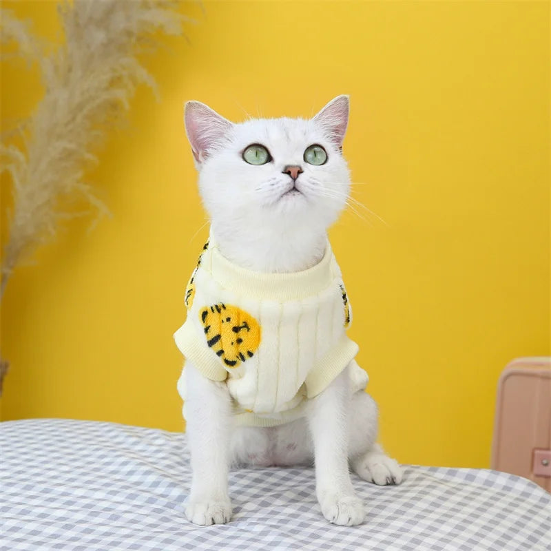 Korean Style Sphynx Cat Sweater with Buckle Winter Warm Pet Clothes for Cats Gotas Garfield Persian Pullovers mascotas Clothing - Play Paws Toys