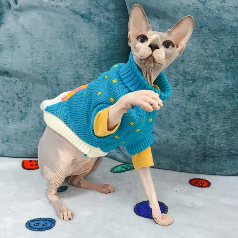 Cute Sphynx Cat Sweater Pullover Winter Warm Pet Clothes for Cats Kedi Kitten Costume Puppy Clothing Mascotas ropa para gatos - Play Paws Toys