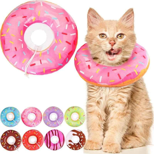 Cat Collar Soft Cute Donut Adjustable After Surgery Recovery Cone Lightweight Elizabethan Collar Prevents Licking Scratching