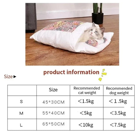 Kawaii Removable Cats Bed House Home Supplies Products for Adult Cats Large Pet Dog Bed Cat's House Cave Comfortable  Food Cute - Play Paws Toys