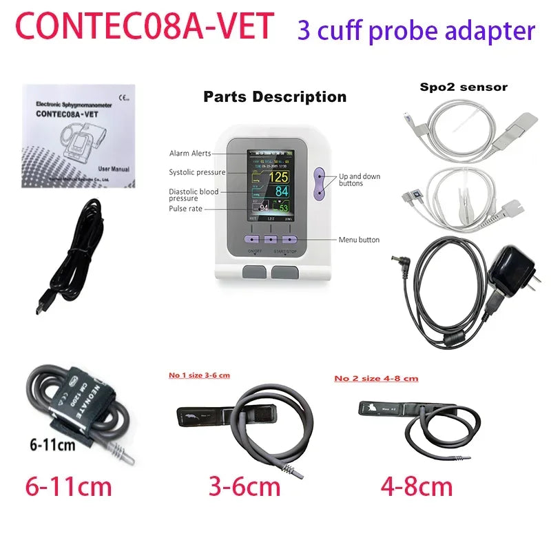 CONTEC08a Vet Animal Blood Pressure Detector Can Be Equipped With Blood Oxygen Function Probe And Cuff Of Various Sizes