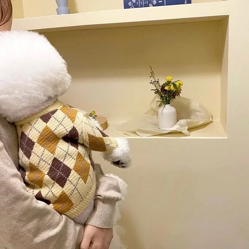 Blue Rabbit Dog Clothes Pet knitted Sweater Autumn and Winter Clothes Teddy Cat Bottoming Shirt Puppy Warm Pullover XS-XL