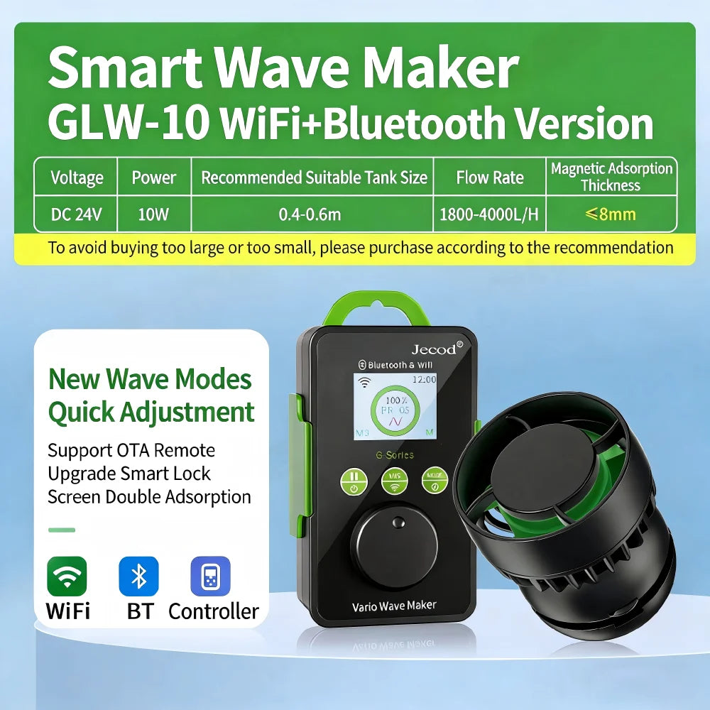 Jecod Jebao GLW-10/15/25/35/50 NEW WIFI Aquarium Wave Maker with LCD Control Wavemaker Pump 110-240V for 60-200CM Reef Tank