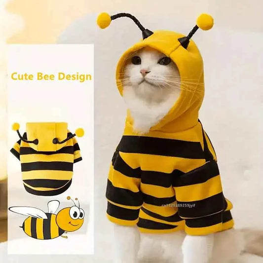 Bee Pet Puppy Coat Apparel Outfit Dog Hoodies Winter Warm Cat Cosplay Costume Holiday Outfit for Small Medium Dogs & Cats