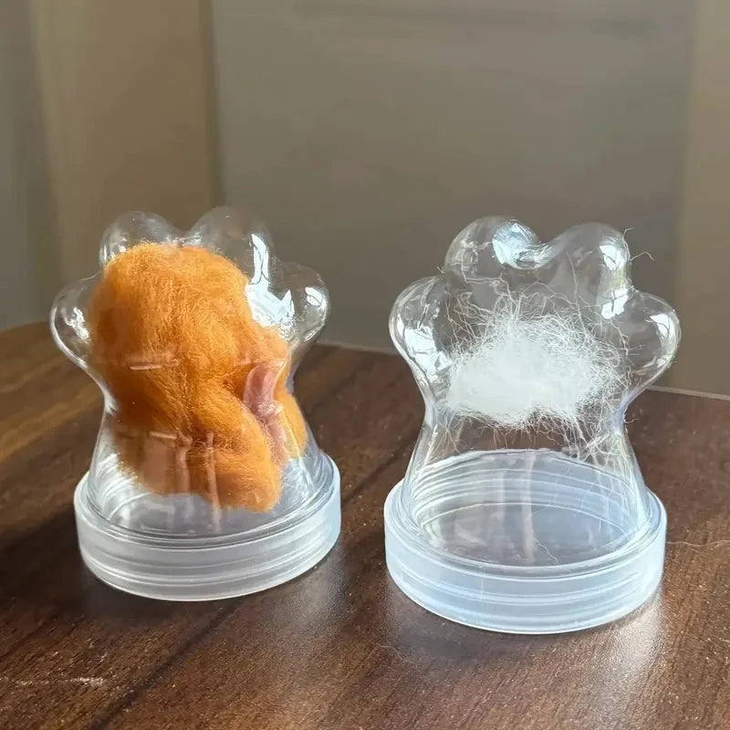Transparent Pet Fur Keepsake Bottle Pet Cat Hair Storage Jar Kawaii Cat Paw Shape Candy Jars  Multi-purpose Pet Memorial Gift - Play Paws Toys