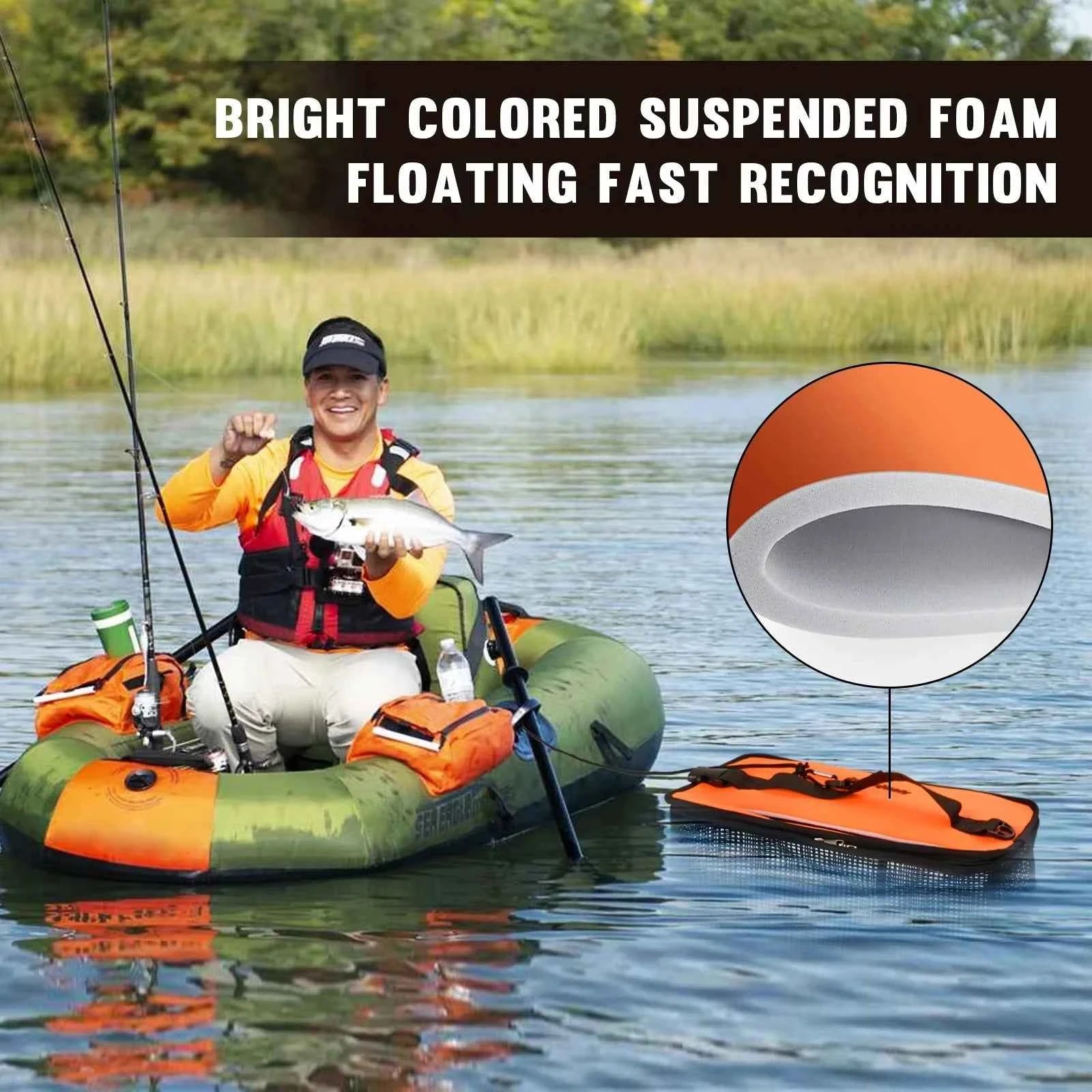 Floating fish basket, foldable fishing rack bucket, portable foldable fishing net for storing fishing equipment in the cage