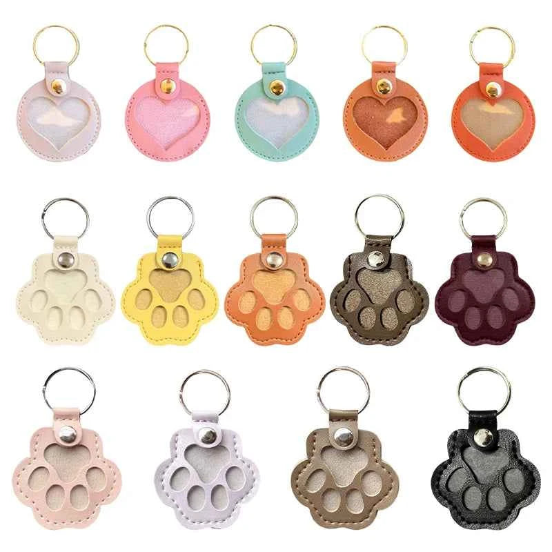 Memorial Leather Pet Hair Storage Bag Cat Paw Keychain Kitten Souvenir Fur Container Pendant Portable Handmade Key Accessories