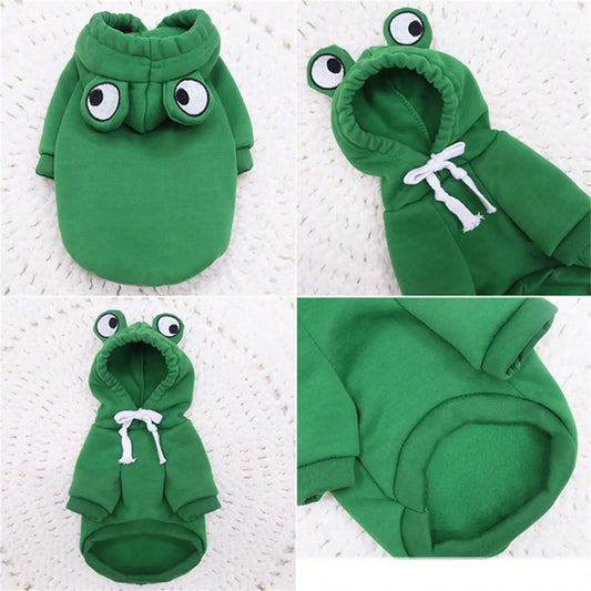 1PC  Cute Frog Design Dog/Cat Hoodie - Winter Warm Pet Hoodie with Velvet - Play Paws Toys