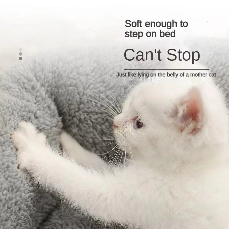Soft Pet Bed Cat Bed Dog Bed Pet Mattress with Pillow Winter Warm Comfortable Sleeping Mat for Cats Dogs Plush Cat Mat Cat House - Play Paws Toys