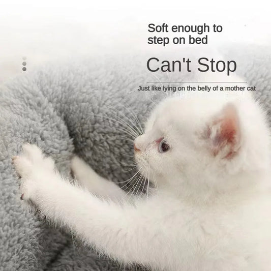 Soft Pet Bed Cat Bed Dog Bed Pet Mattress with Pillow Winter Warm Comfortable Sleeping Mat for Cats Dogs Plush Cat Mat Cat House - Play Paws Toys