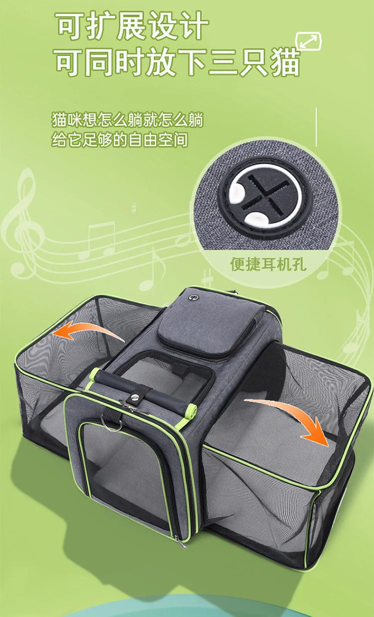 Cat Bag Foldable Large Capacity Cat Outdoor Car Expansion Portable Pet Handbag Breathable Diagonal Cross Bag for Cats and Dogs - Play Paws Toys