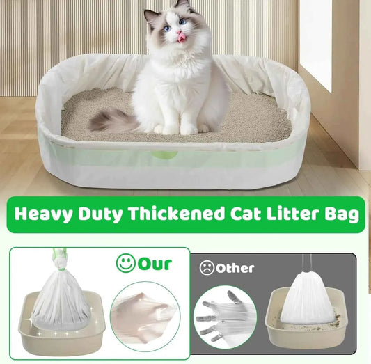 1/2/5 Rolls Heavy Duty Litter Pan Poop Bags with Drawstring Extra Thick Jumbo Cat Litter Box Liner Bags 37x18 inch