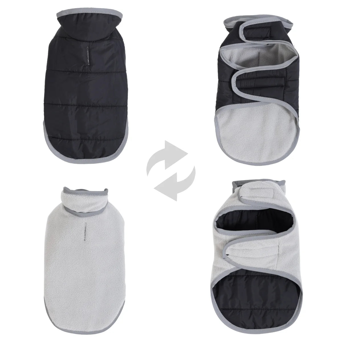 Fleece Warm Pet Clothes For Winter Reversible Cat Jacket With Leash Hole Reflective Waterproof Pets Coat For Puppy Cats Sphynx - Play Paws Toys