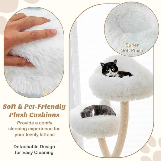 70" Tall Multi-Level Cat Tree Tower Scratching Posts Board 3 Perches Dangling Balls Indoor Large Cats 20 lbs+, Custom
