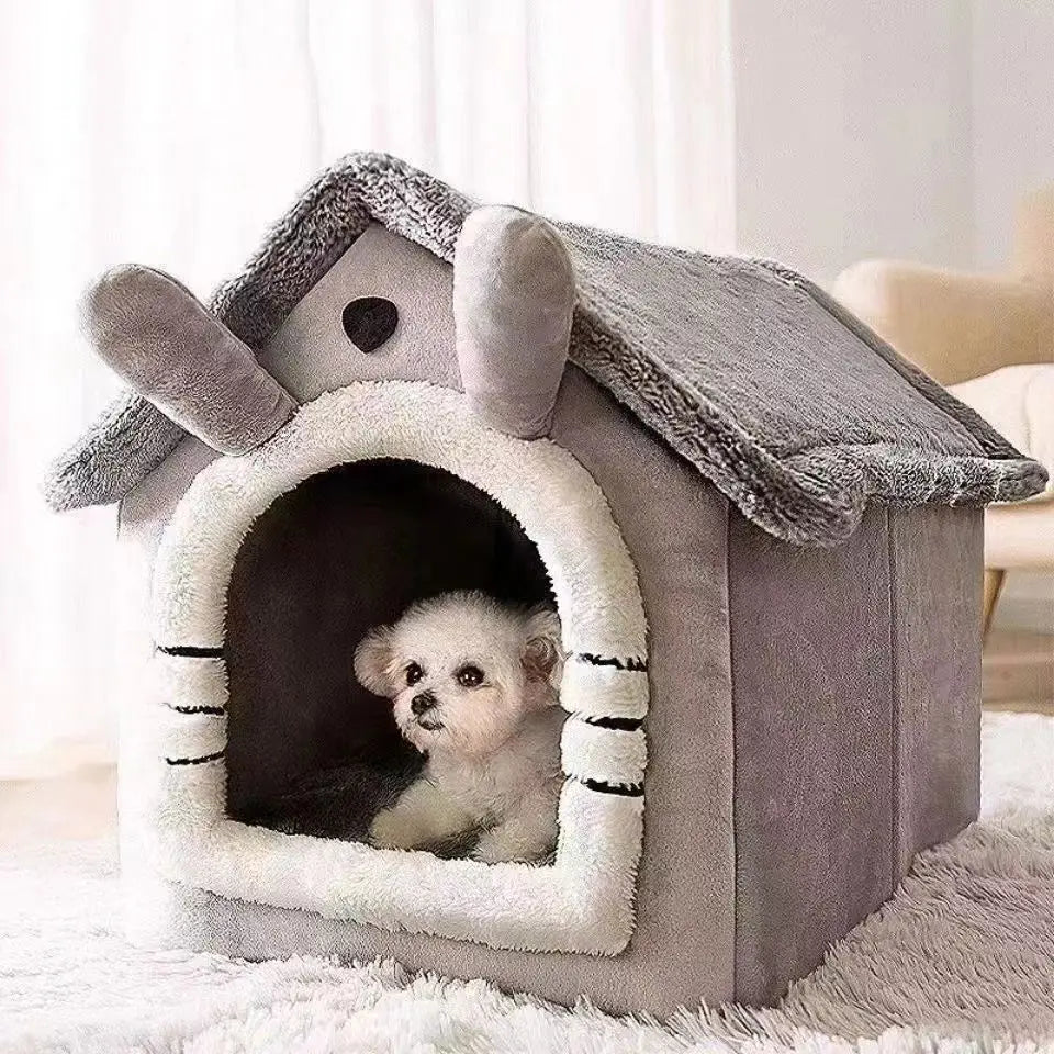 House Style Pet Bed for Small Dogs & Cats - All Season Removable Washable Dog House Winter Warm Teddy Bed Pet Supplies - Play Paws Toys
