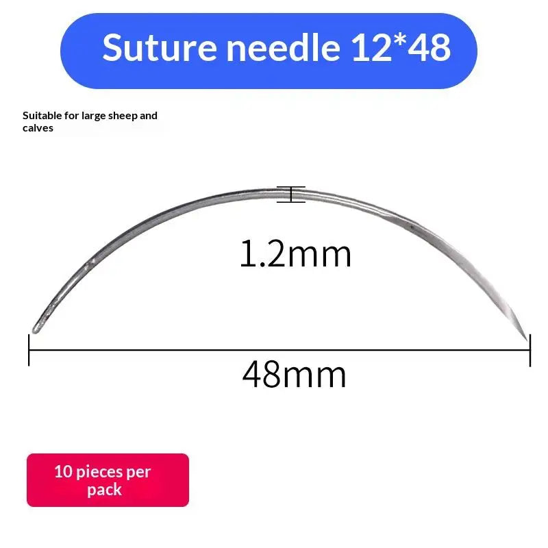 10Pcs/Bag Veterinary Suture Needle Or 1Roll SuturesPig Cattle Sheep Beast Surgical Needles Curved Trigeminal For Veterinary Team