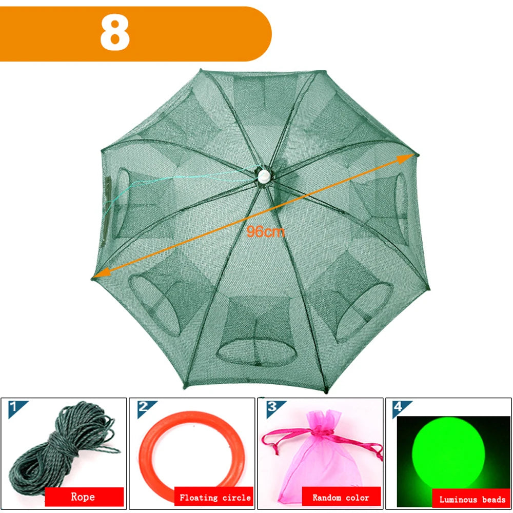 Portable Automatic 4-20 Hole Hand Fishing Net Hexagon Fish Network Casting Nets Crayfish Shrimp Catcher Tank Trap Cage Mesh Tool