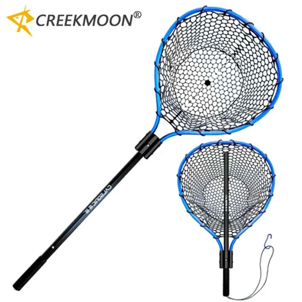 Portable Sea Fishing Long Hand Net Dip Net Folding Lure Nets Pocket Ultra Light for Big Fish Casting Fishing Silicone Mesh Tools